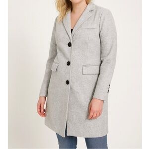 RVHSWDS coat trench Button Up wool blend gray mid calf Pockets vented back SZ L